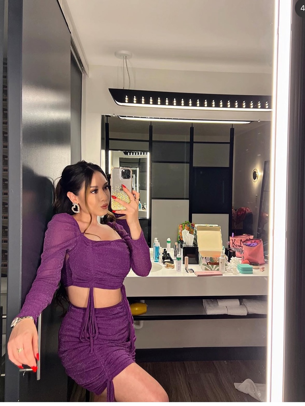 NaaNaa/ASOS Purple Two-Piece Ruched Crop Top & Skirt Set - Picture 1 of 5